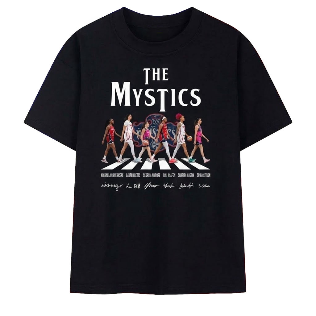 Washington Mystics Players Abbey Road Vintage Style Signatures T-Shirt Mystics Merch For Fan
