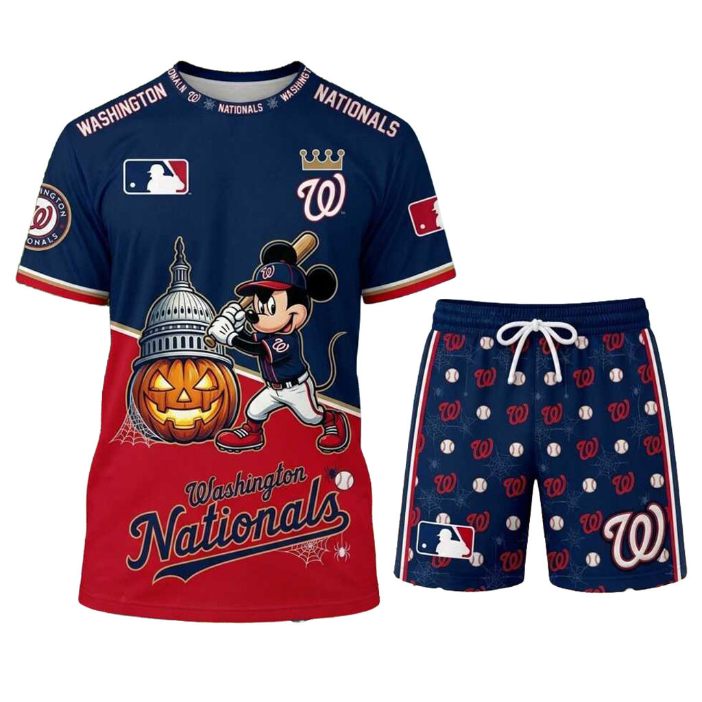Washington Nationals Mickey Mouse Halloween Pumpkin Shirt And Shorts Nationals Merch Fan Gifts