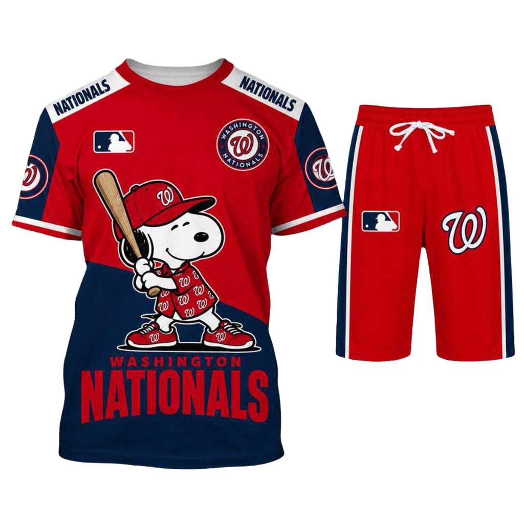 Washington Nationals Snoopy Cartoon Shirt And Shorts Nationals Merch Present For Baseball Fans