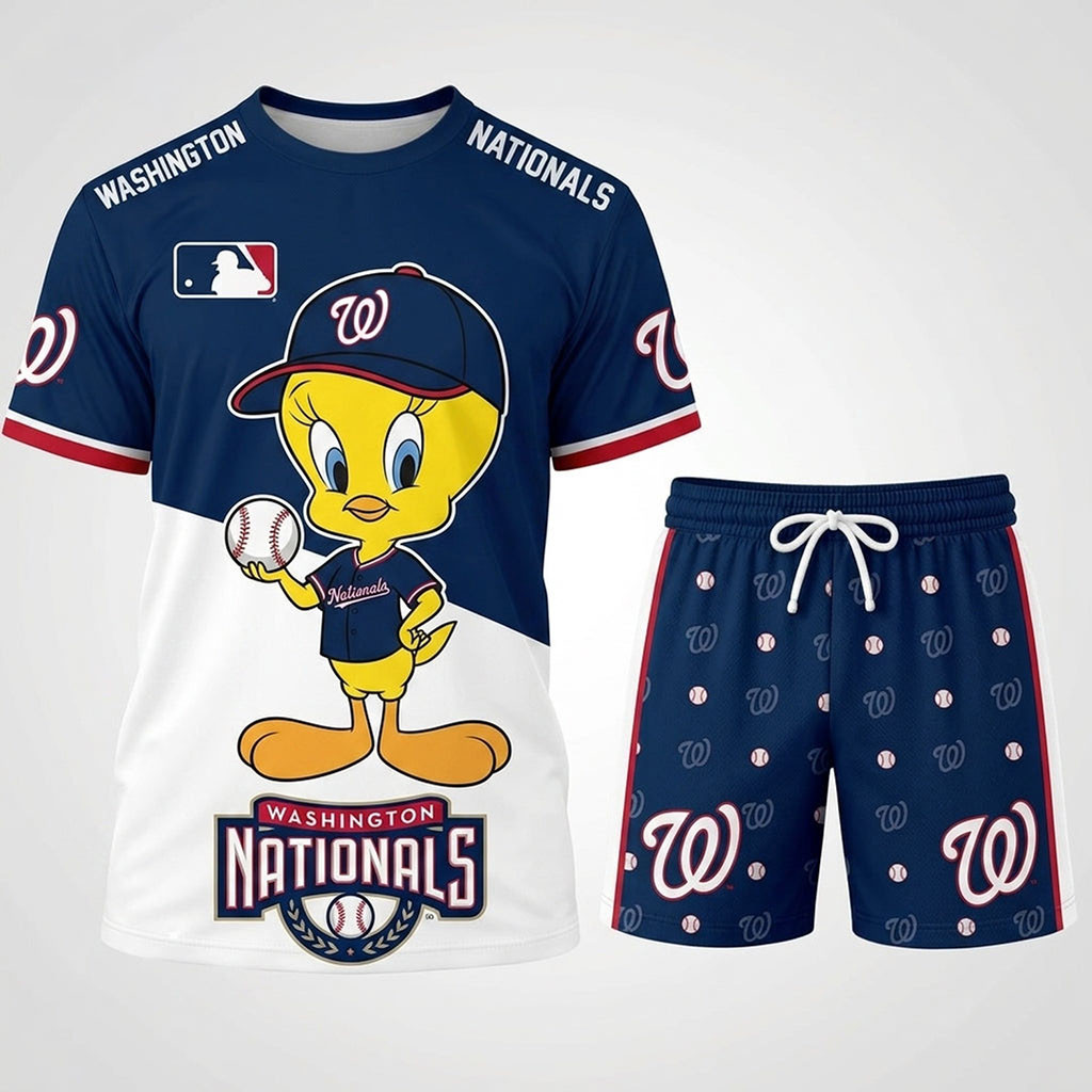 Washington Nationals X Tweety Looney Tunes Shirt And Shorts Set Nationals Merch Gift For Fans