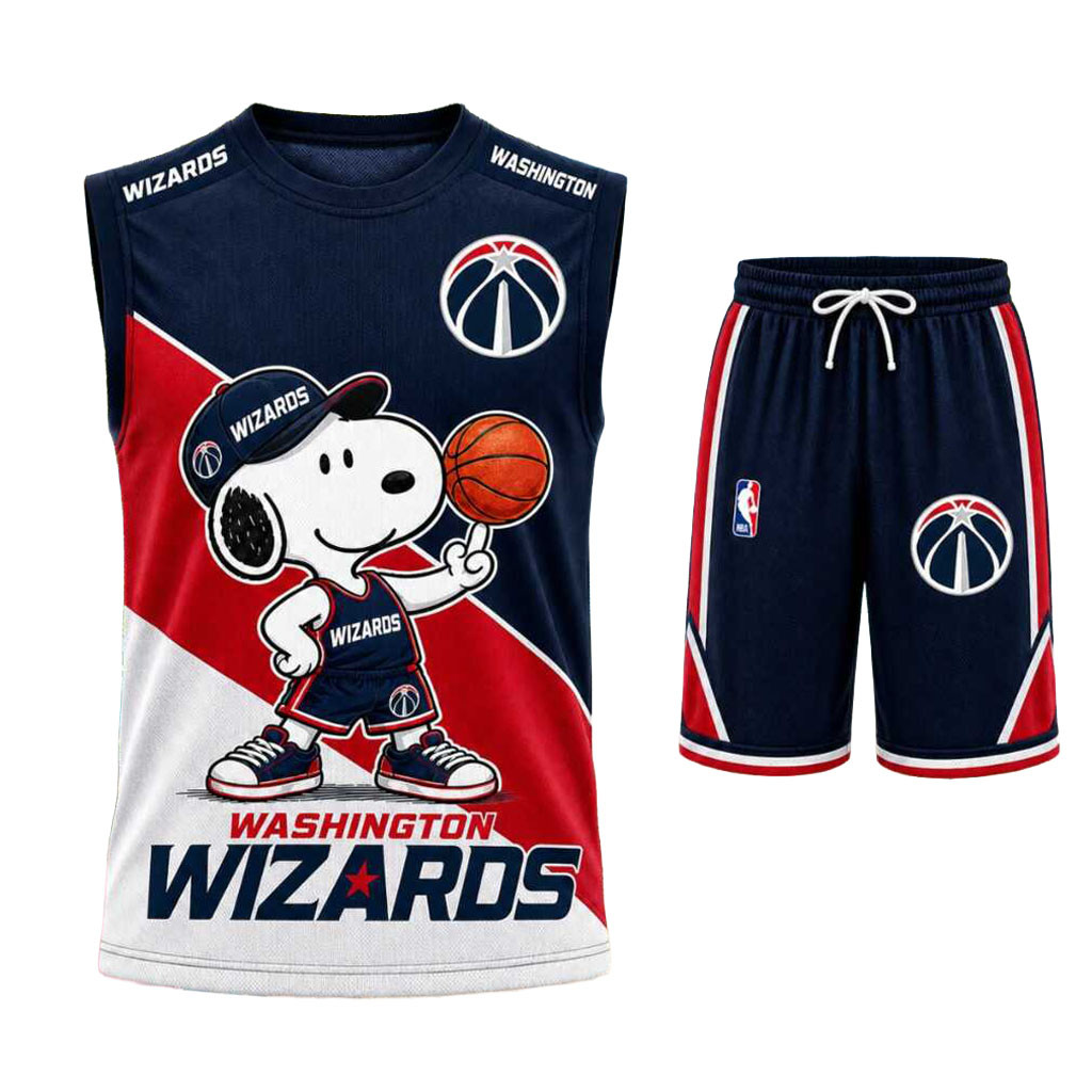Washington Wizards Snoopy Mascot Tank Top And Shorts Set Wizards Merch Basketball Fan Gifts