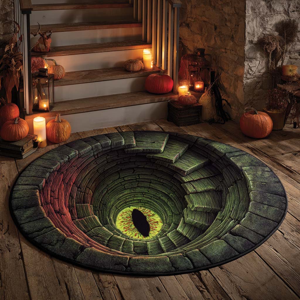 Watcher Below Quilted Round Mat Best Round Rugs Gift Halloween