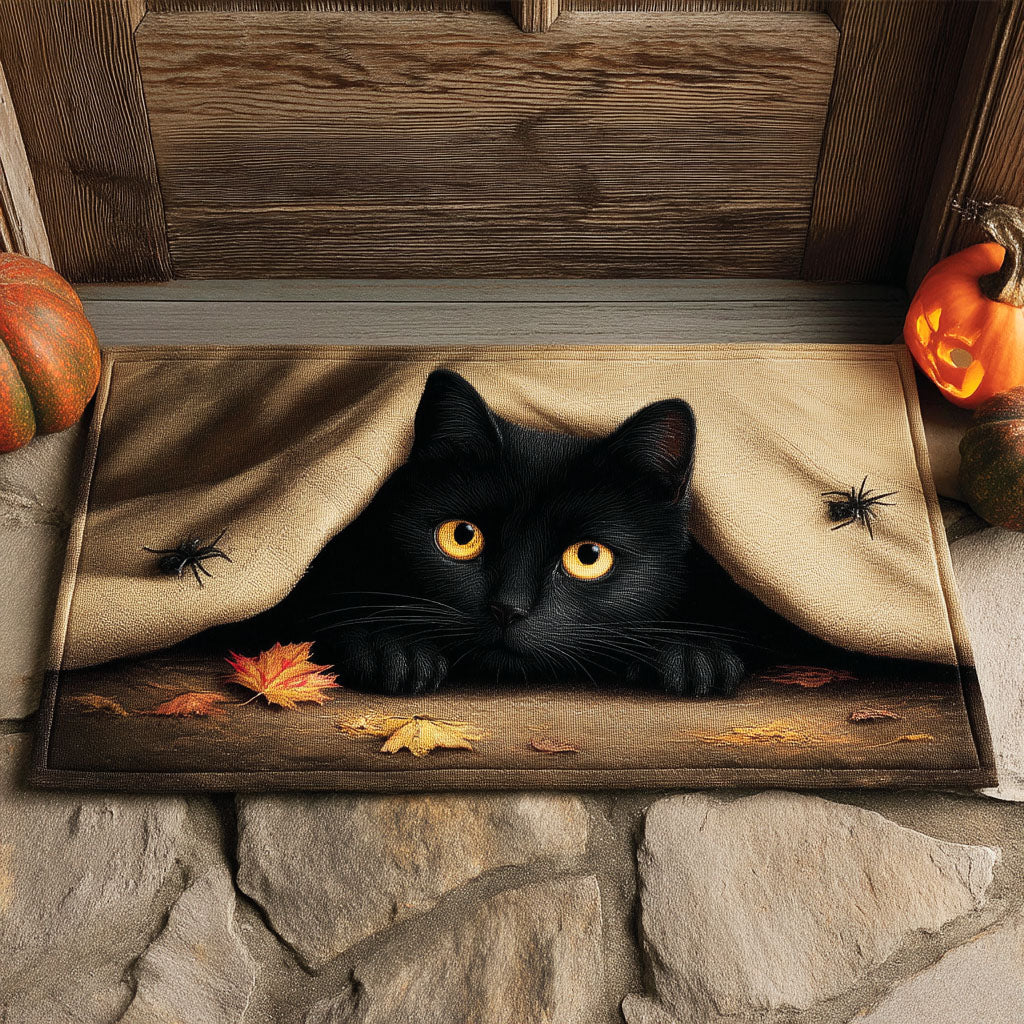Web Corner Cat Doormat Halloween Door Mat Outdoor Unique Halloween Gifts For Black Cat Lover