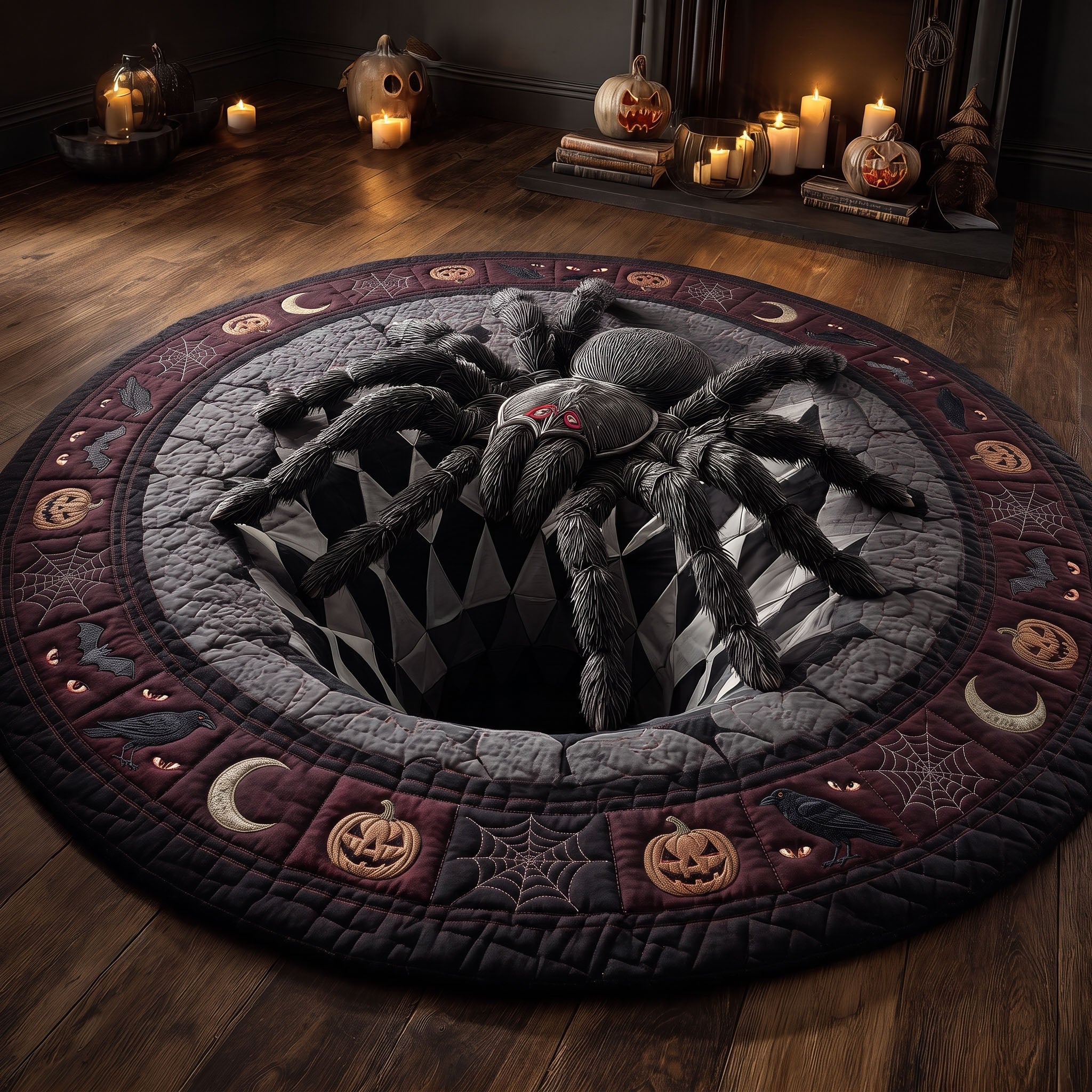 Web Terror Quilted Round Mat Home Decor Shop Halloween Goodie Ideas Web Terror Quilted Round Mat Home Decor Shop Halloween Goodie Ideas