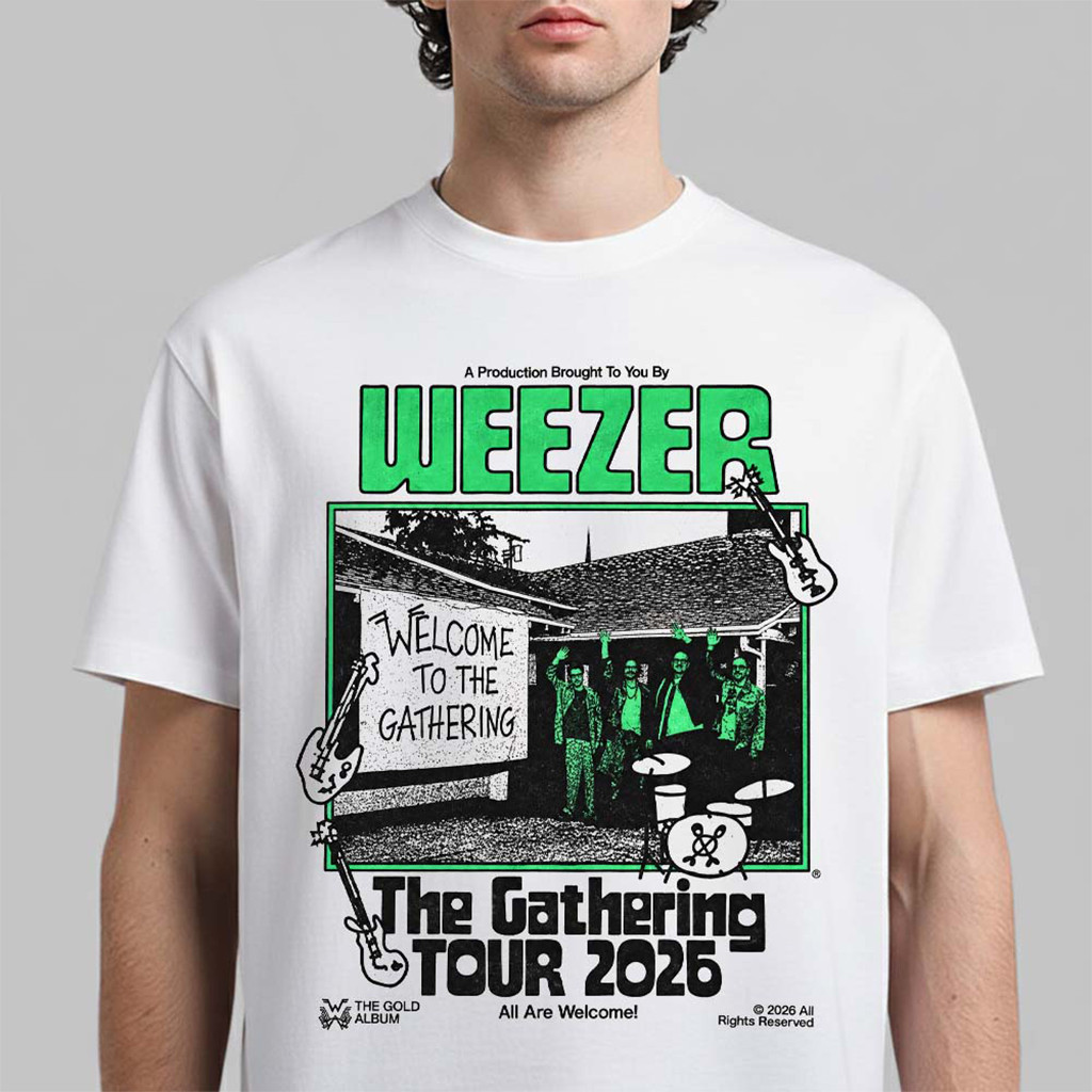 Weezer The Gathering Tour 2026 Merch Band Photo White T-Shirt Music Themed Gifts Weezer The Gathering Tour 2026 Merch Band Photo White T-Shirt Music Themed Gifts