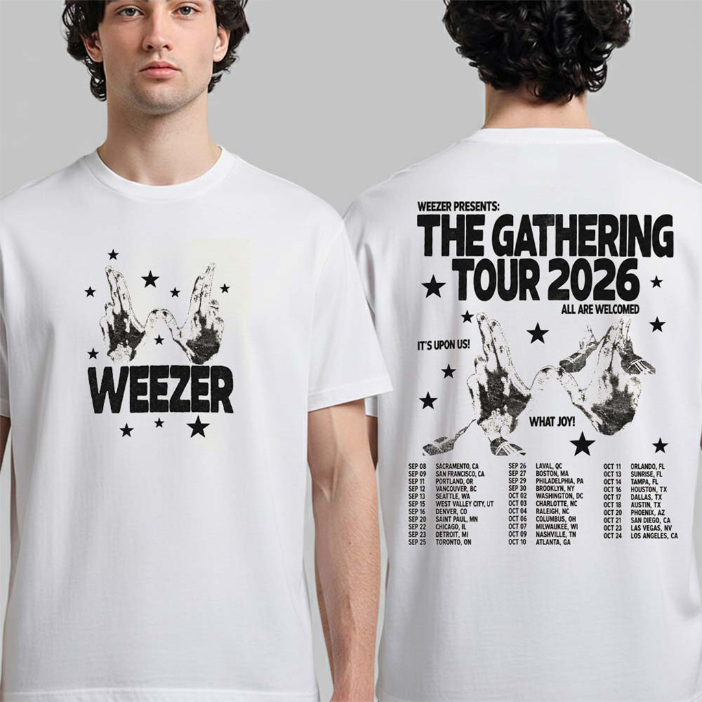 Weezer The Gathering Tour 2026 Merch Hand Logo With Tour Dates T-Shirt Music Gift Ideas