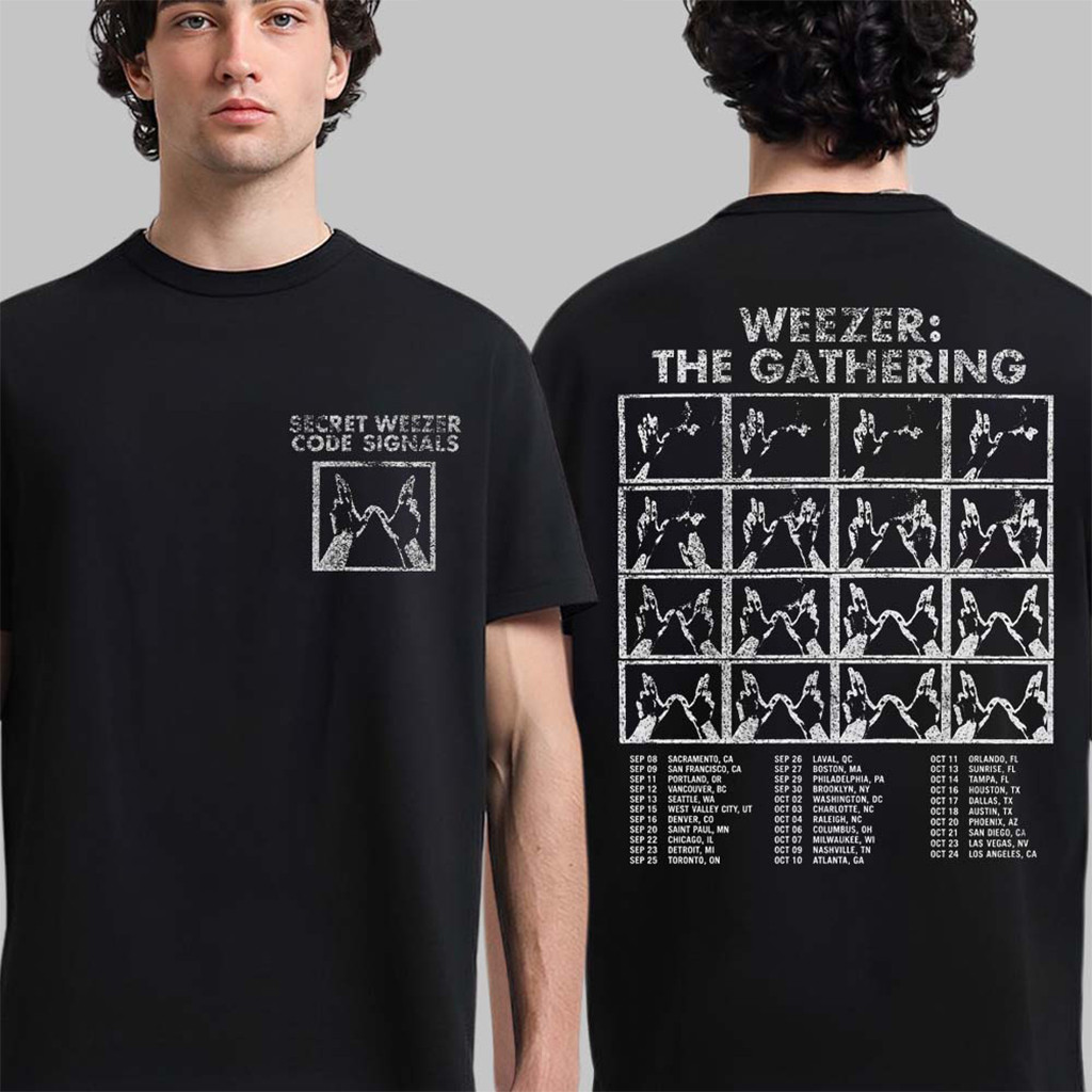 Weezer The Gathering Tour 2026 Merch Secret Code Signals Tour Dates Back T-Shirt Fan Gifts