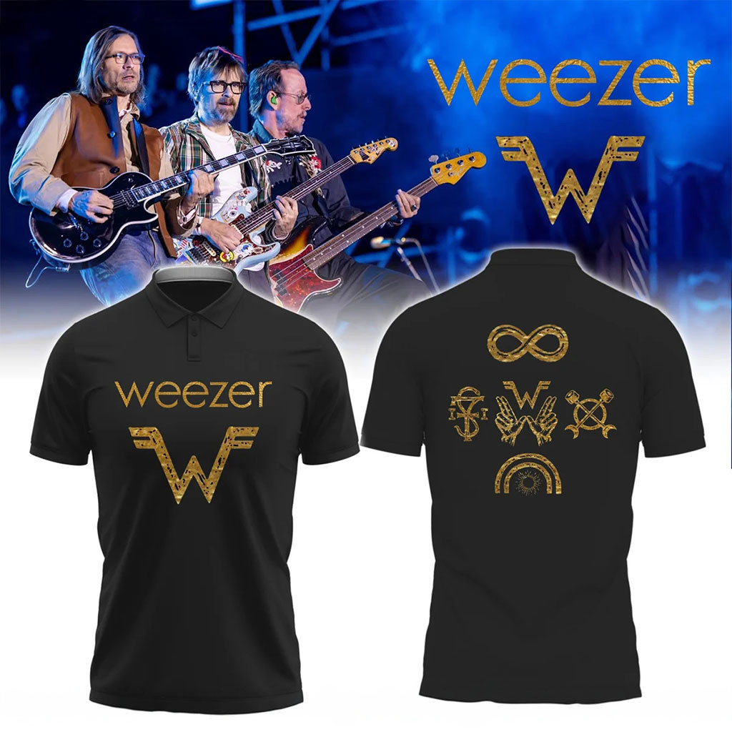 Weezer The Gathering World Tour Polo Shirt Black Weezer Merch Rock Music Fan Gift