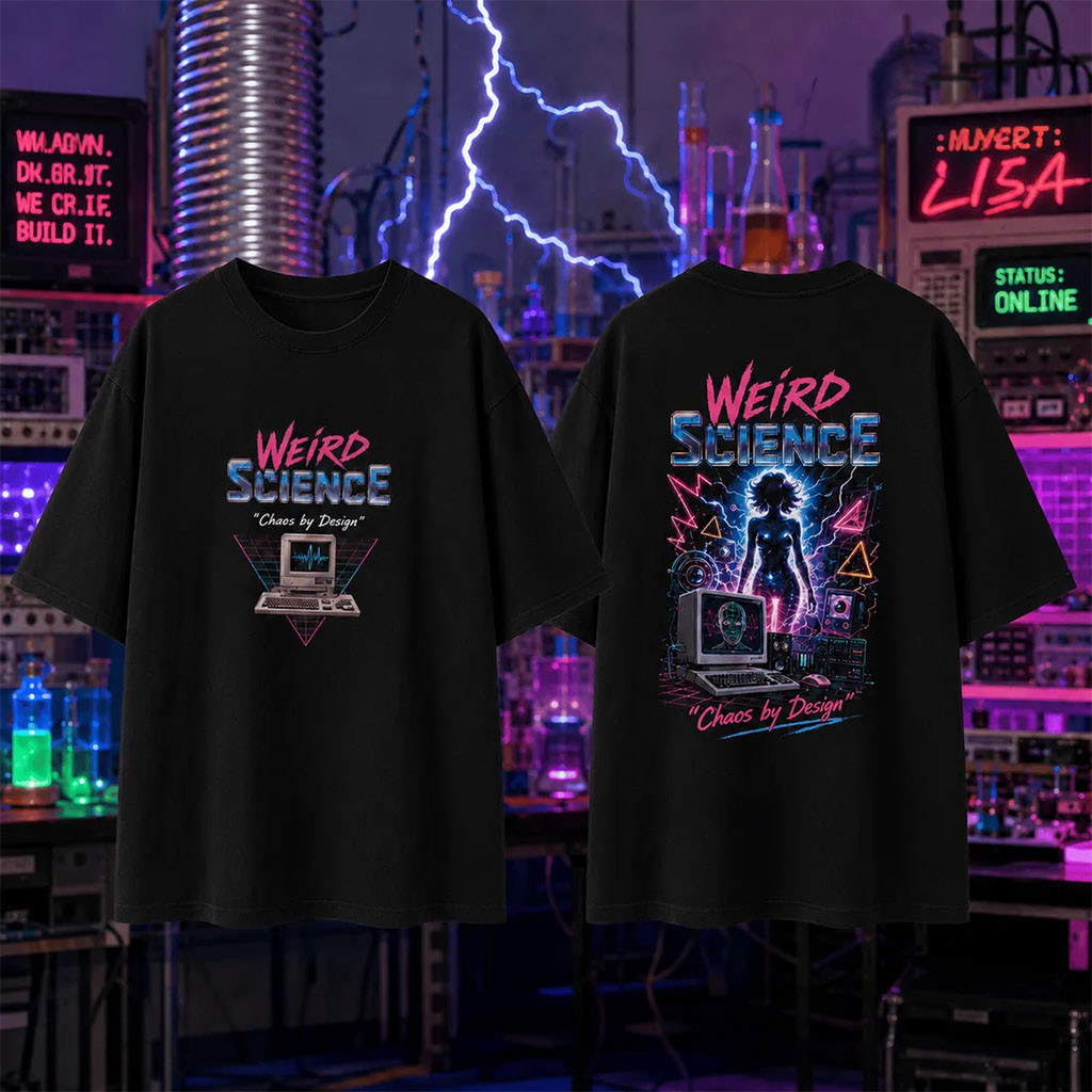 Weird Science 80s Movie Retro Black Shirt Chaos By Design Tee Weird Science Merch Fan Gifts Weird Science 80s Movie Retro Black Shirt Chaos By Design Tee Weird Science Merch Fan Gifts
