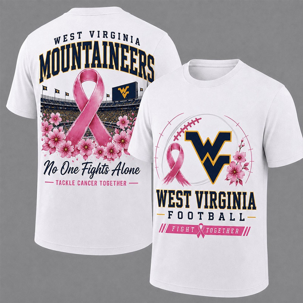 West Virginia Mountaineers Breast Cancer Awareness T-Shirt Mountaineers Merch Game Day Gifts