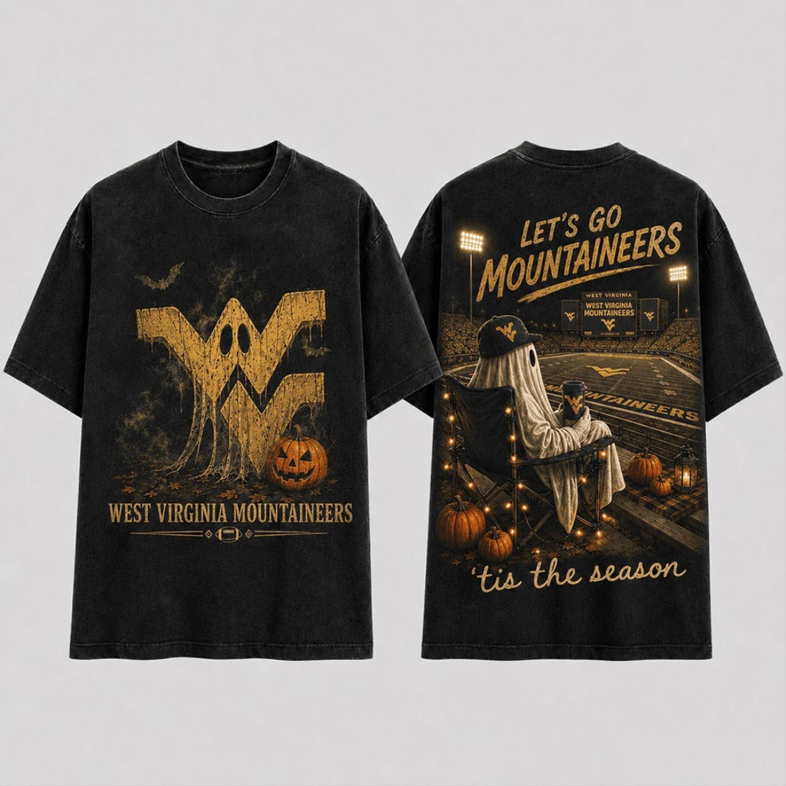 West Virginia Mountaineers Halloween Ghost T-Shirt Tis The Season Shirt Mountaineers Merch