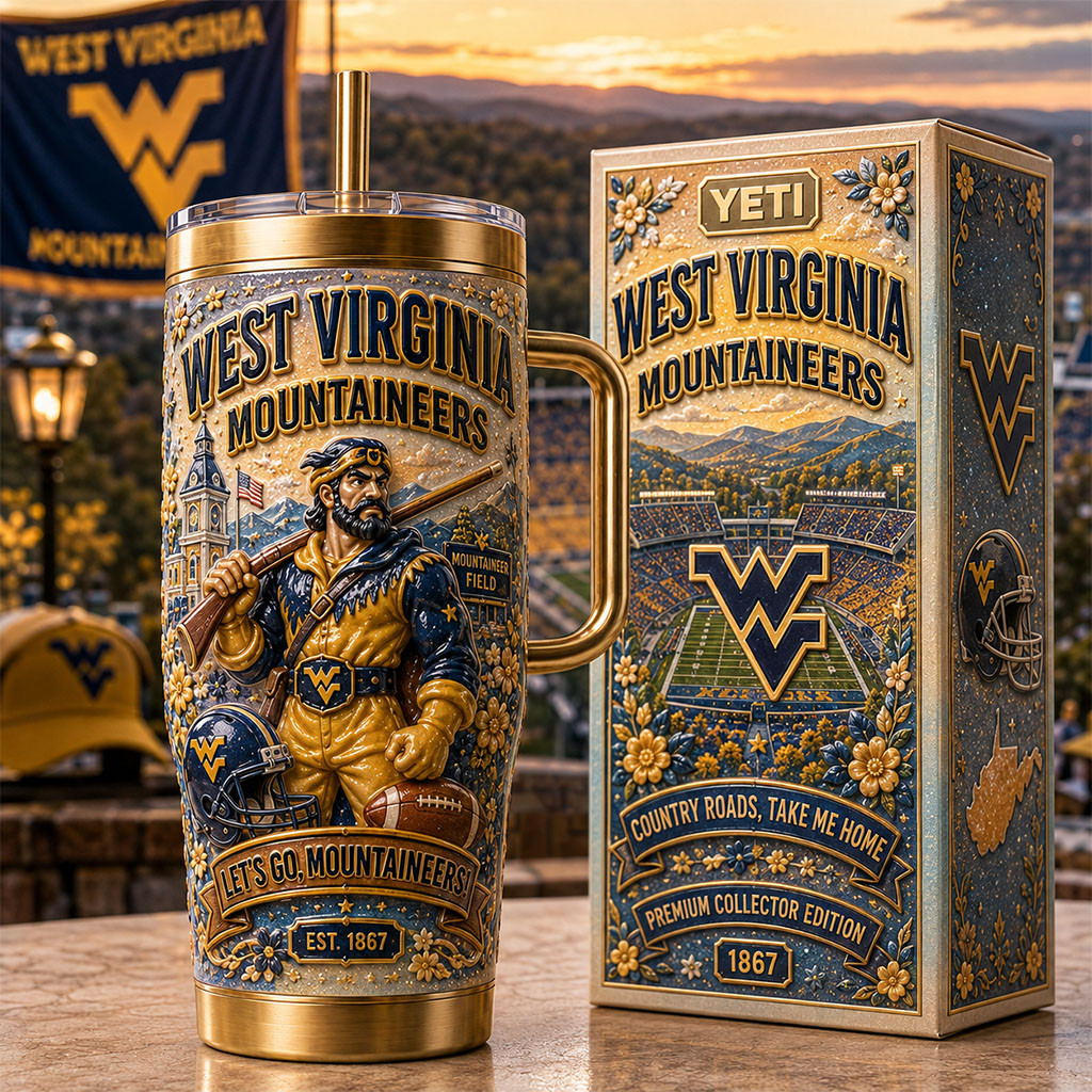 West Virginia Mountaineers Merch Let's Go Mountaineers Tumbler Best Gift For Football Lovers