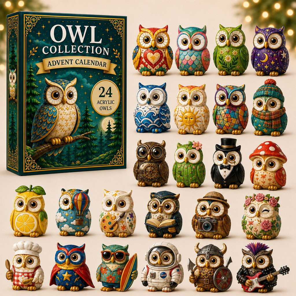 Whimsical Owls Advent Calendar 2026 24 Days Christmas Mystery Ornaments Owl Lover Holiday Gift