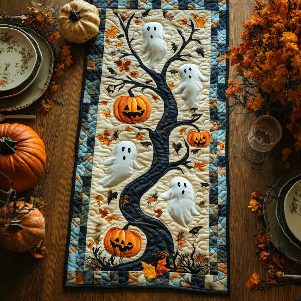 Whispering Spirits Quilted Table Runner Autumn Table Cover Gift Ideas Halloween