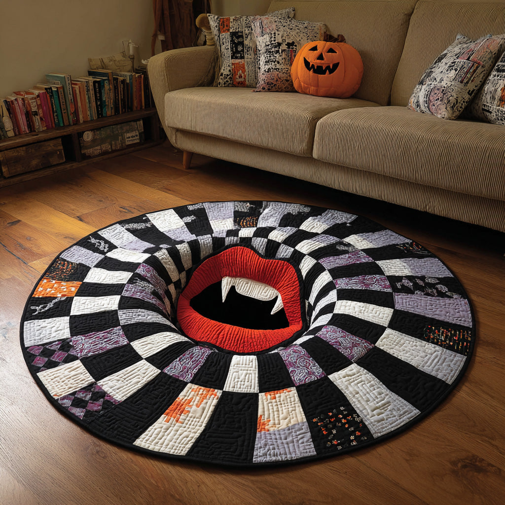 Wicked Spiral Quilted Round Mat House Decor Halloween Gifts For Family Wicked Spiral Quilted Round Mat House Decor Halloween Gifts For Family