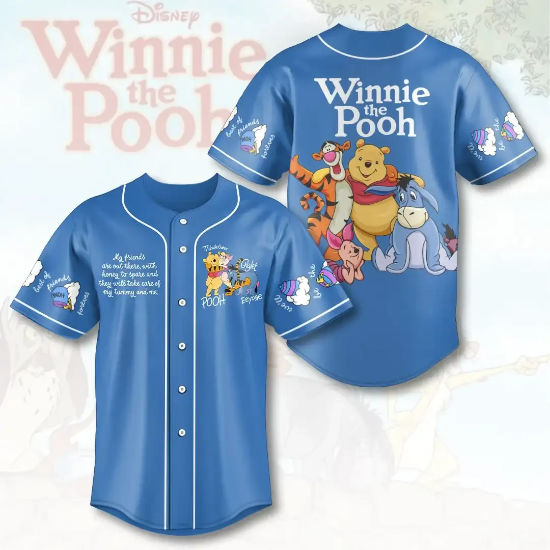 Winnie The Pooh And Friends Baseball Jersey Cartoon Fan Apparel Gift For Besties