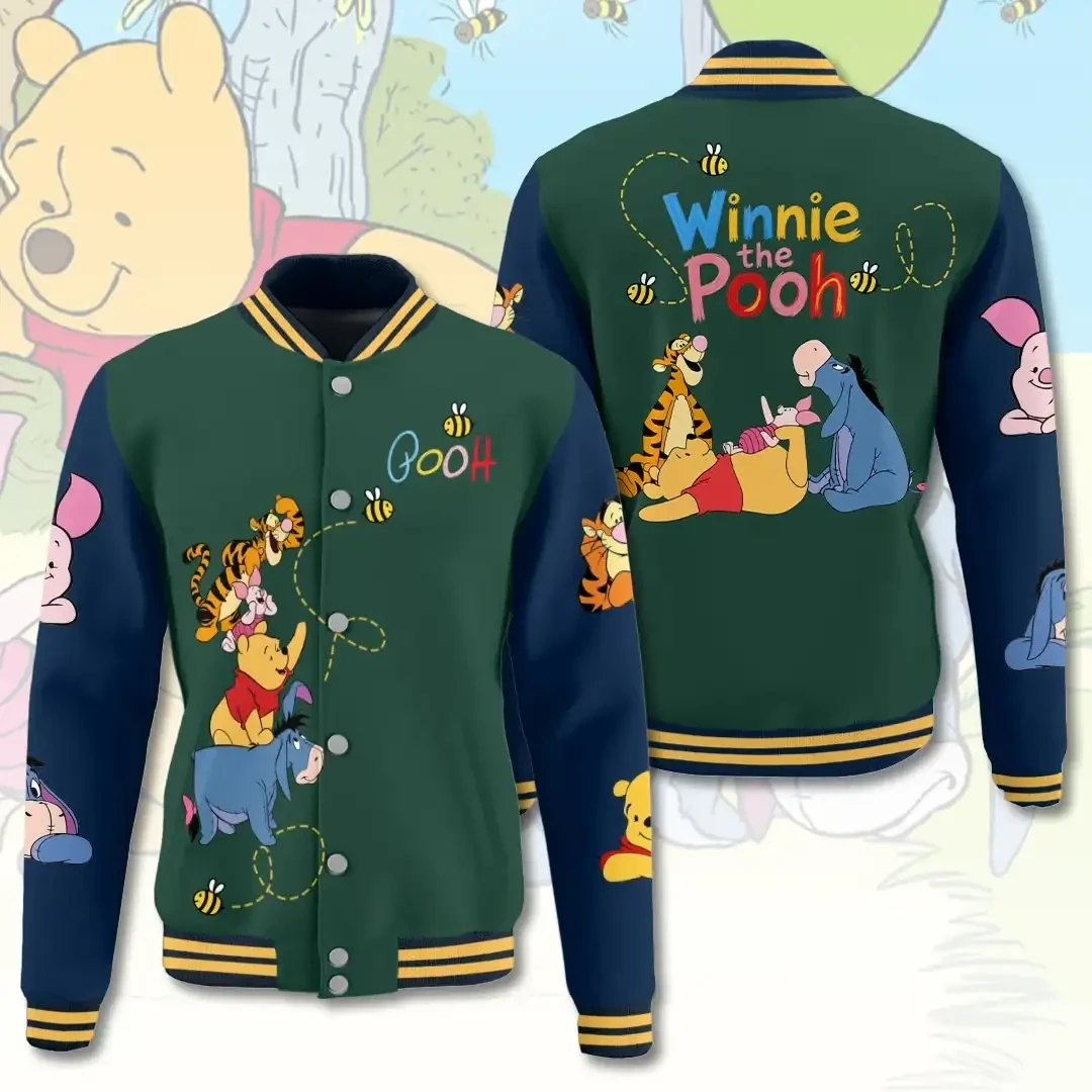 Winnie The Pooh And Friends Varsity Jacket Hundred Acre Wood Merch Gift For Cartoon Fan Winnie The Pooh And Friends Varsity Jacket Hundred Acre Wood Merch Gift For Cartoon Fan