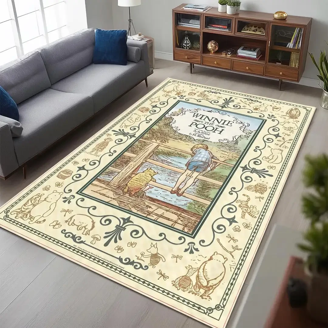 Winnie The Pooh Book Cover Area Rug Living Room Decorations Gift For Cartoon Lovers