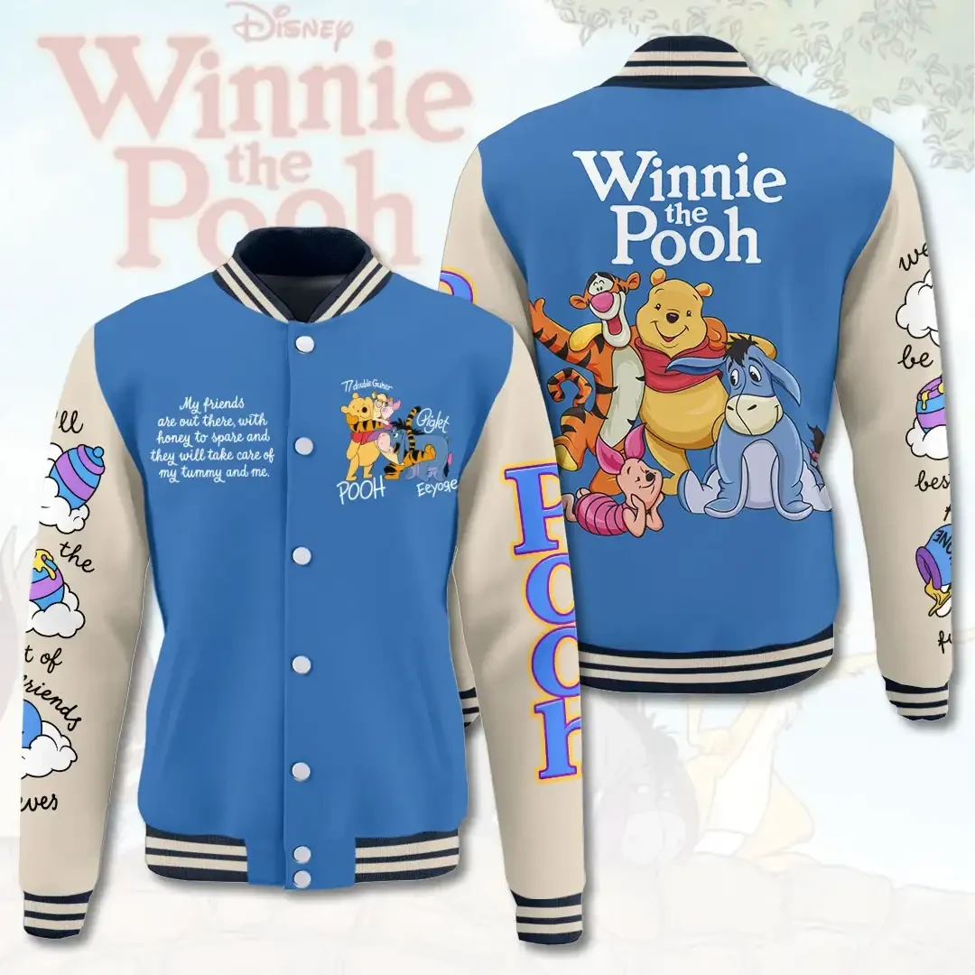 Winnie The Pooh Friends Varsity Jacket Pooh Tigger Piglet Eeyore Cartoon Clothing Gifts For Fans Winnie The Pooh Friends Varsity Jacket Pooh Tigger Piglet Eeyore Cartoon Clothing Gifts For Fans