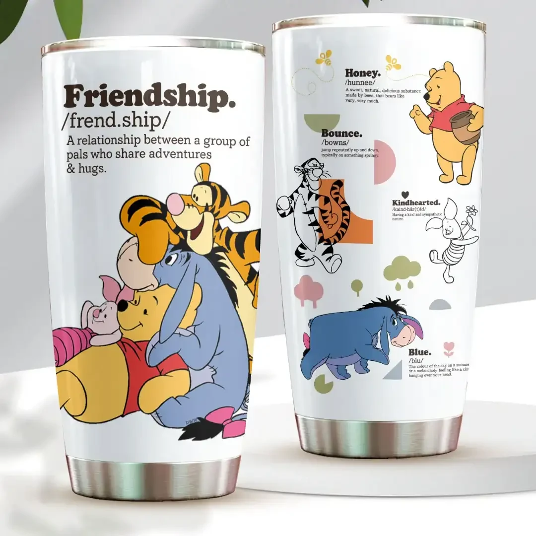 Winnie The Pooh Friendship Tumbler Pooh Tigger Piglet Eeyore Cartoon Cup Gift For Fans