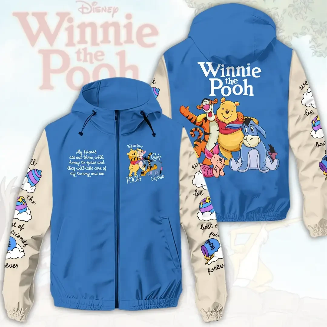 Winnie The Pooh Group Christmas Windbreaker Jacket Winnie The Pooh Merch Gift For Besties