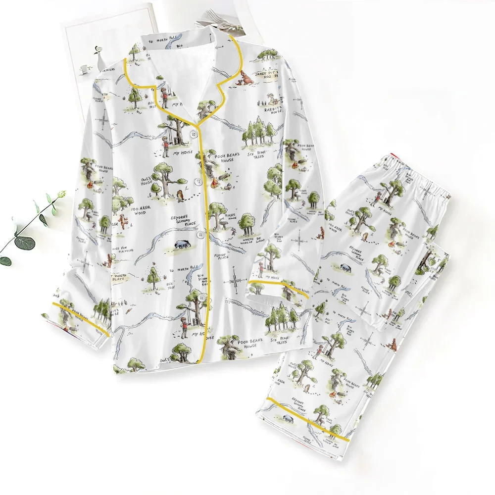 Winnie The Pooh Hundred Acre Wood Map Pajama Set Pooh Bear Sleepwear Winnie The Pooh Merch Gift Winnie The Pooh Hundred Acre Wood Map Pajama Set Pooh Bear Sleepwear Winnie The Pooh Merch Gift