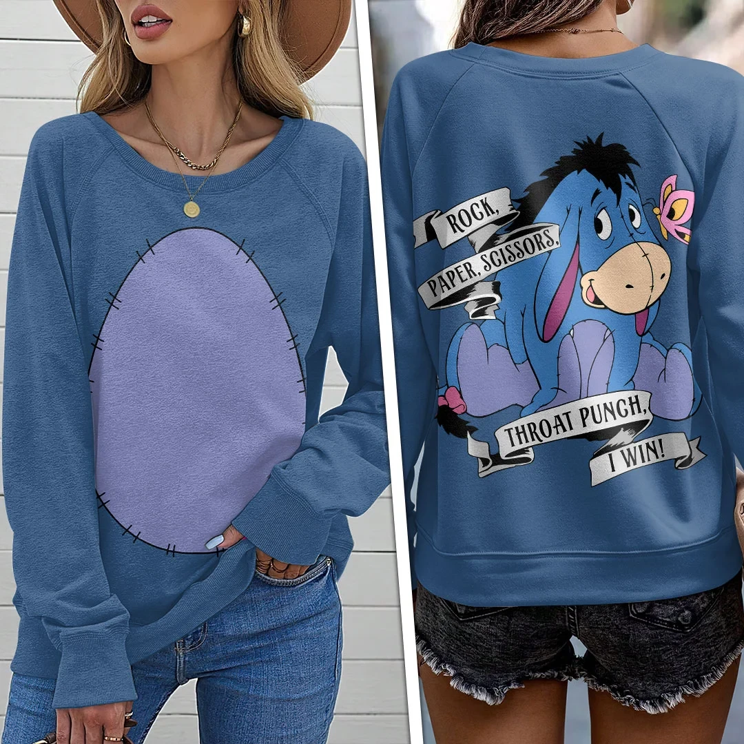 Winnie The Pooh x Eeyore Sweatshirt Rock Paper Scissors Throat Punch Crewneck Eeyore Fans Gifts Winnie The Pooh x Eeyore Sweatshirt Rock Paper Scissors Throat Punch Crewneck Eeyore Fans Gifts