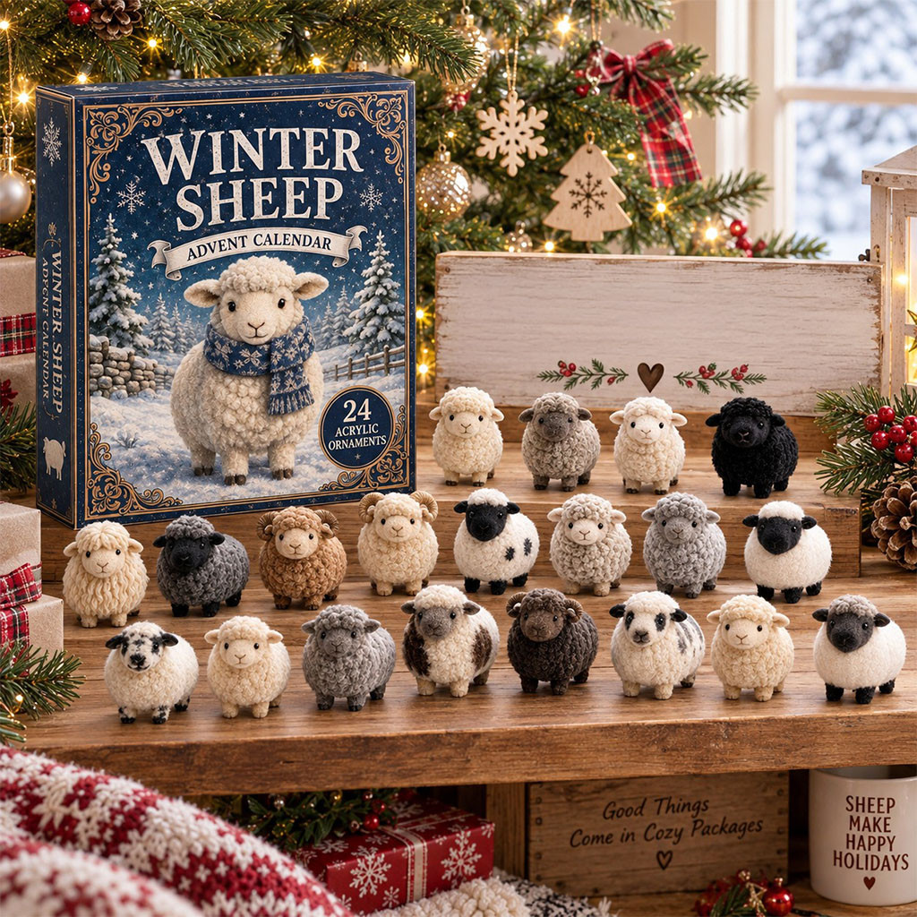 Winter Sheep Advent Calendar 2026 24 Days Christmas Mystery Ornaments Farm Animal Lover Holiday Gift