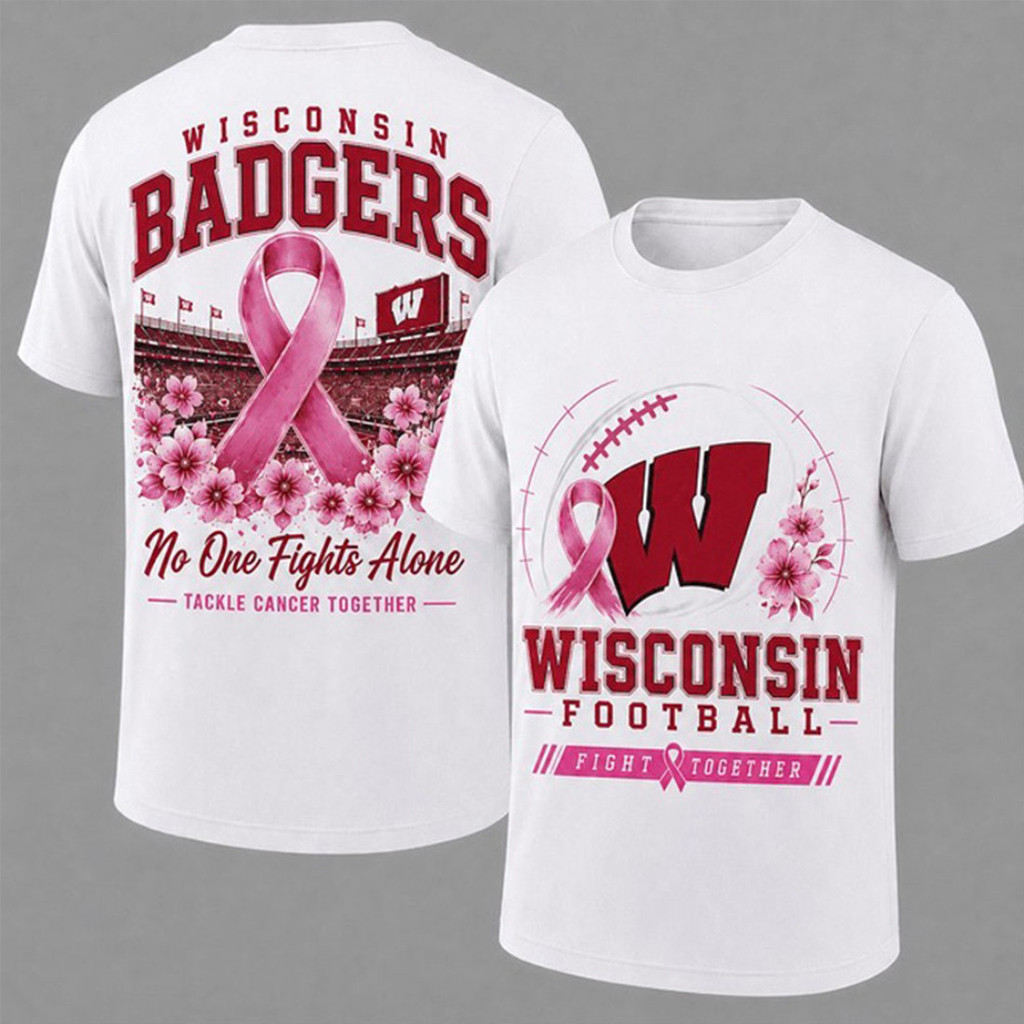 Wisconsin Badgers Breast Cancer Awareness T-Shirt Wisconsin Football Merch Game Day Gifts