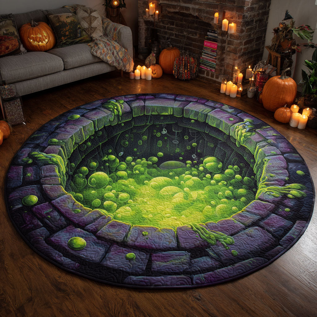 Witch Cauldron Quilted Round Mat Round Rug Mat Good Halloween Presents