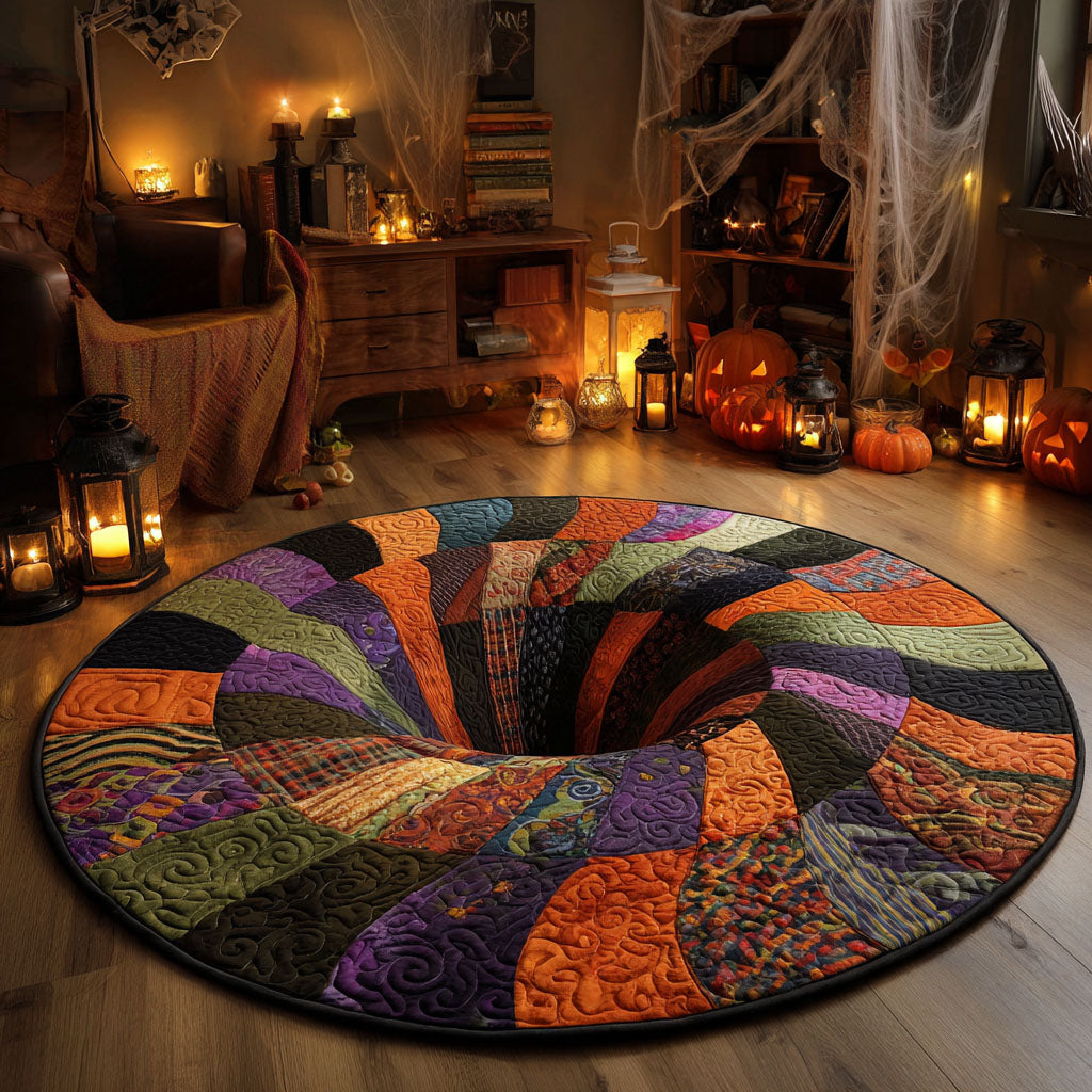 Witch Spiral Quilted Round Mat Home Decor Items Spooky Gift Ideas