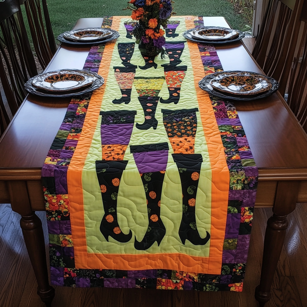 Witches Boots Halloween Quilted Table Runner Dining Table Ideas Cool Halloween Gifts