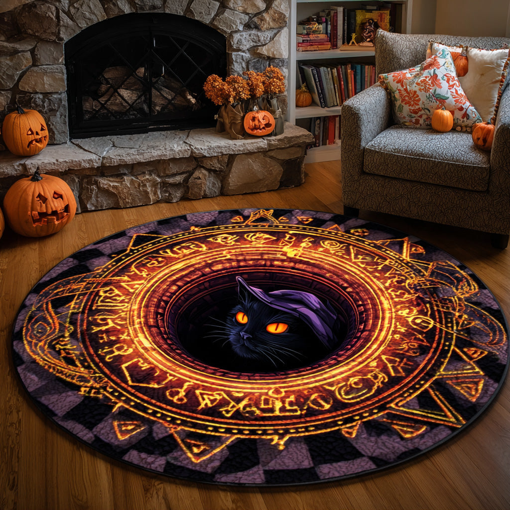 Witchfire Glow Quilted Round Mat Spooky House Decor Housewarming Idea Witchfire Glow Quilted Round Mat Spooky House Decor Housewarming Idea