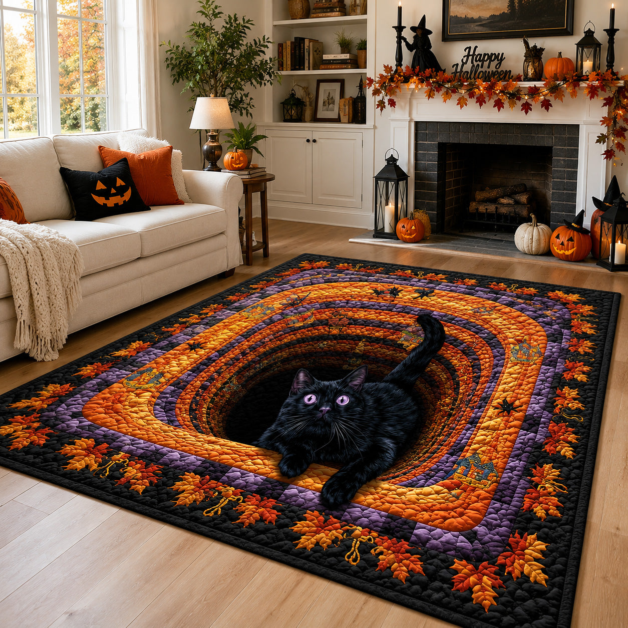 Witchlight Whiskers Area Rug Horror Home Decor Spooky Gift Ideas