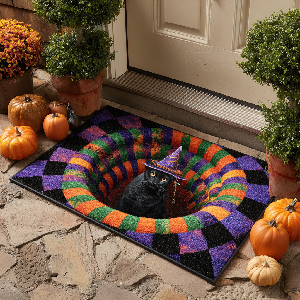 Witchy Peek Doormat Fall Halloween Doormat Housewarming Idea For Cat Lover