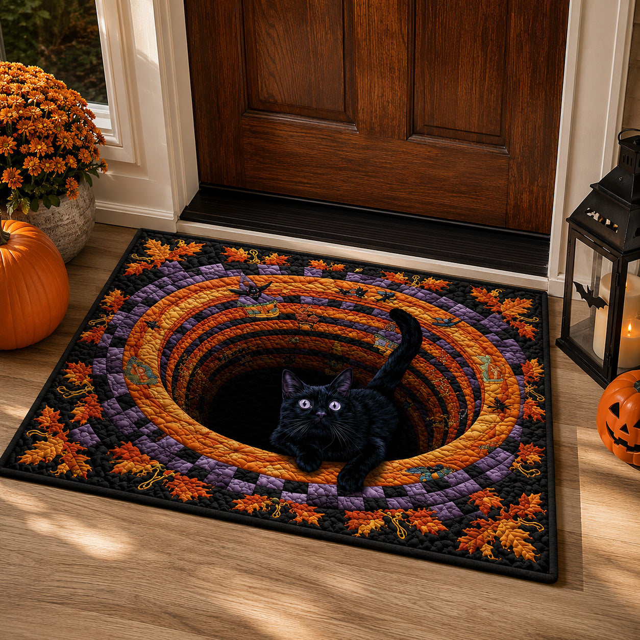 Witchy Pounce Doormat Fall Outdoor Mat Decor Halloween Gift For Black Cat Lovers