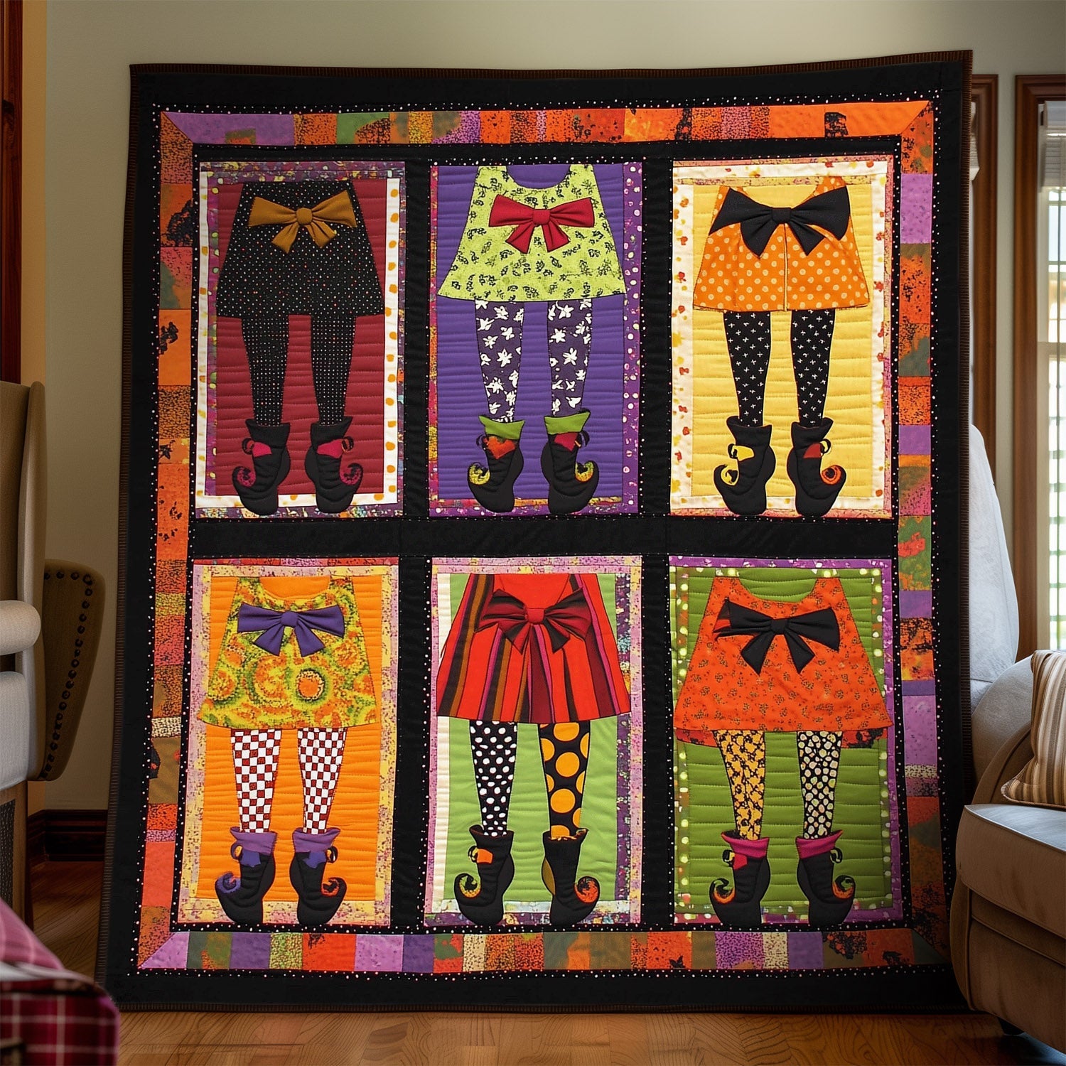 Witchy Wears Quilted Blanket Halloween Themed Blanket Gift Halloween