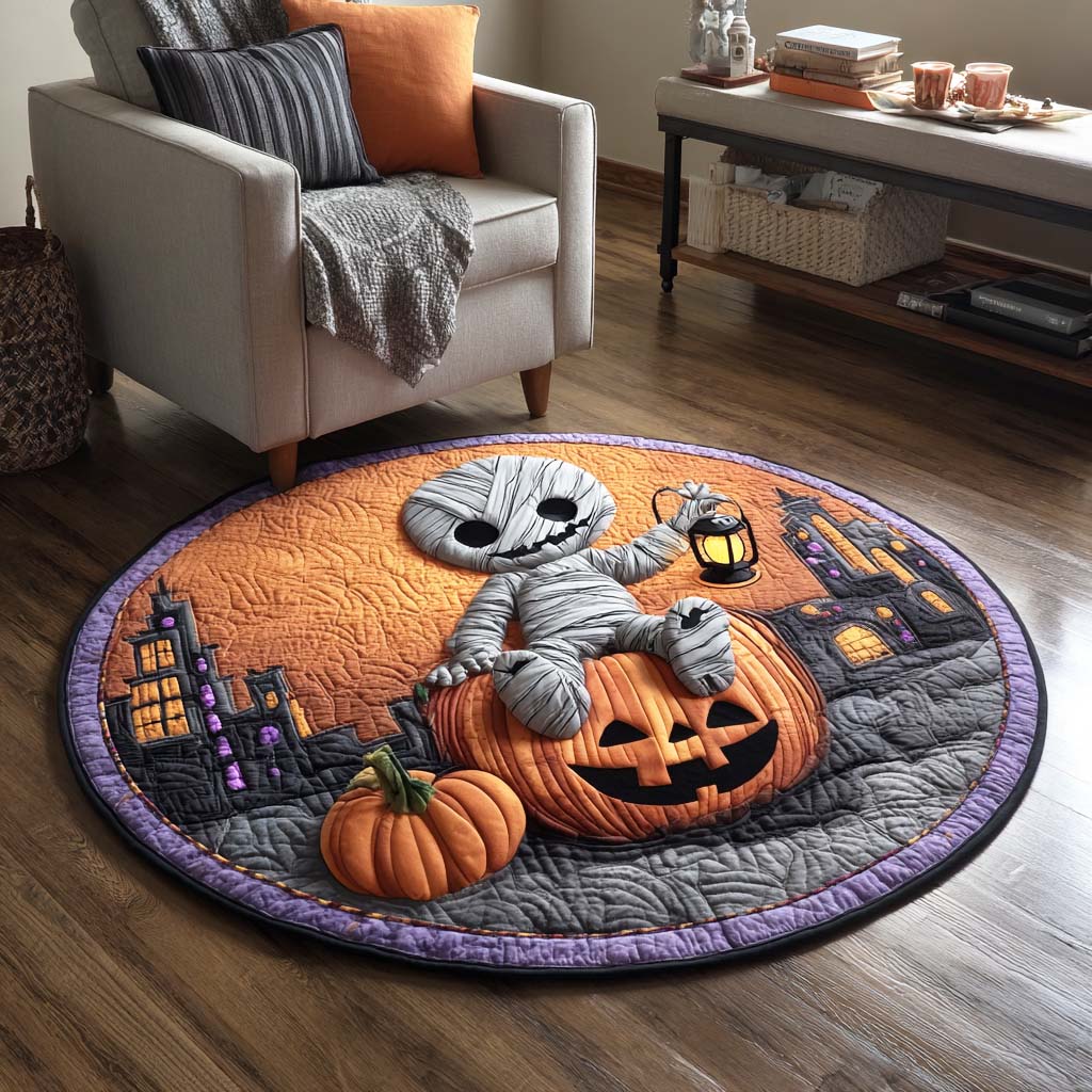 Wrapped Mystery Quilted Round Mat Halloween Decor New House Gift Idea
