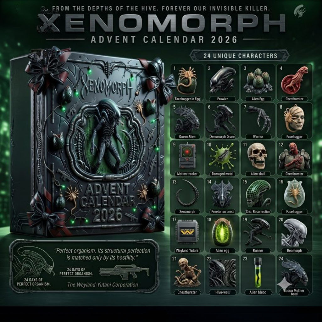 Xenomorph Advent Calendar 2026 Christmas Tree Ornaments Xenomorph Merch Gift For Brothers