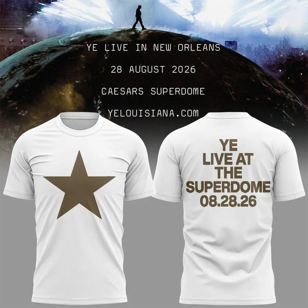 Ye Live At The Superdome Tour 2026 Graphic Shirt White Kanye West Merch Gifts For Music Fans