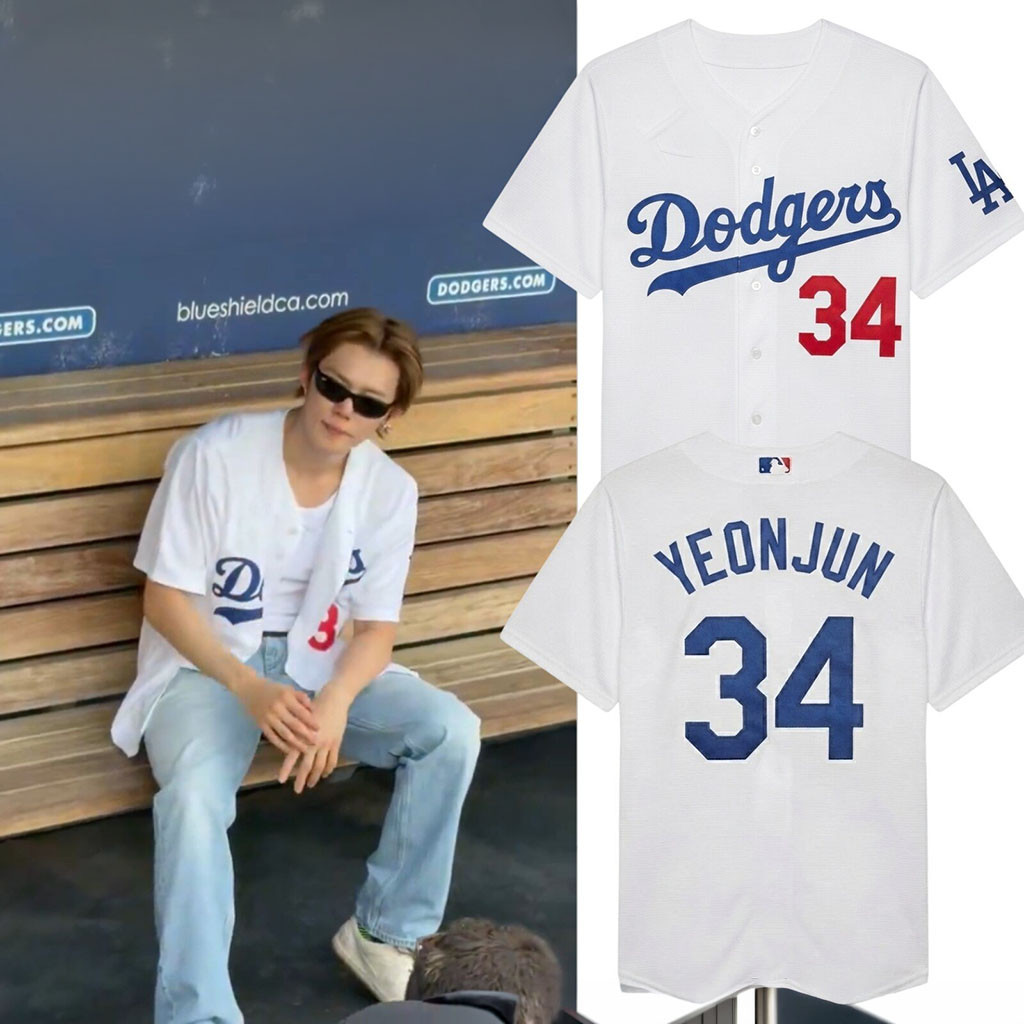 Yeonjun TXT Los Angeles Dodgers Yeonjun 34 Baseball Jersey At Dodger Stadium Shirt Fan Gear Yeonjun TXT Los Angeles Dodgers Yeonjun 34 Baseball Jersey At Dodger Stadium Shirt Fan Gear