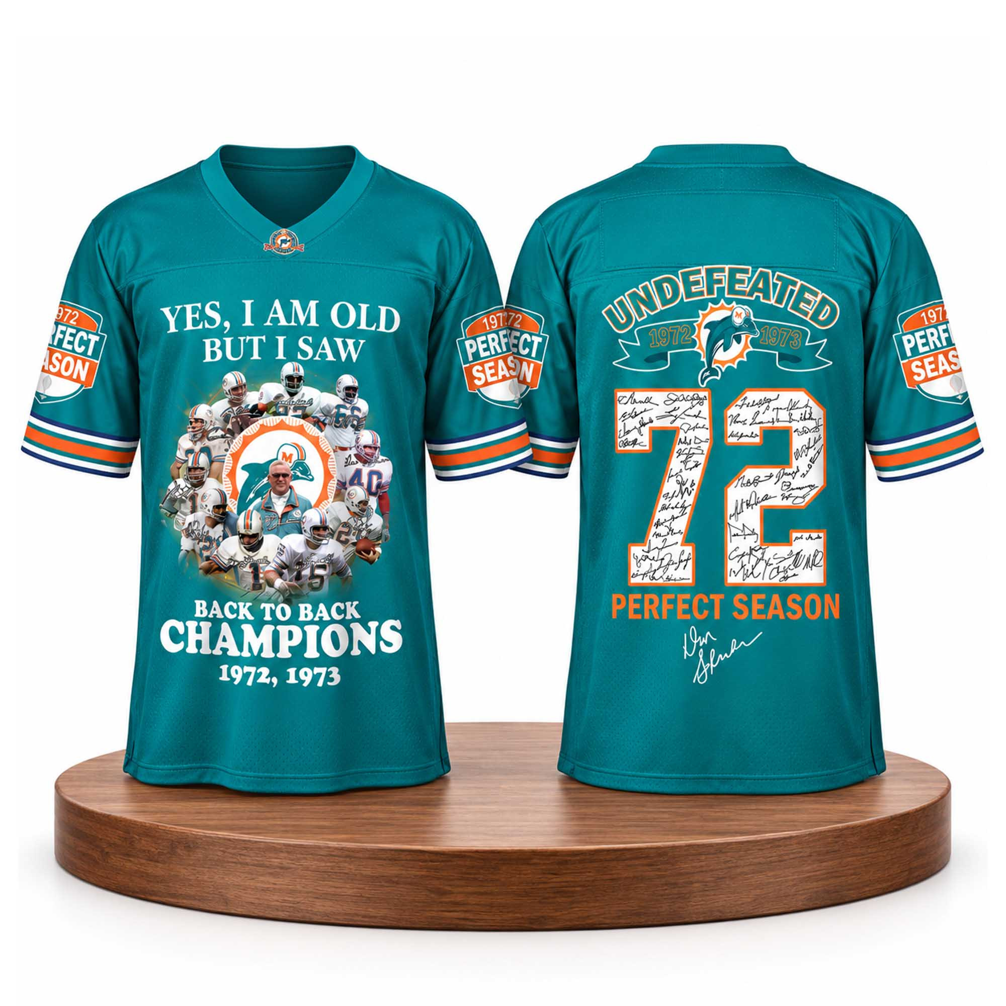 Yes I'm Old But I Saw Dolphins Back To Back Champions Jersey Miami Dolphins Merch Fans Gifts