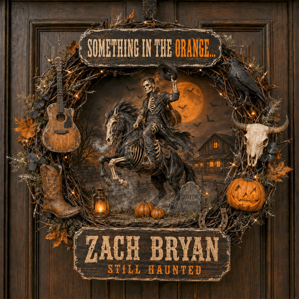 Zach Bryan Still Haunted Halloween Door Sign Something In The Orange Wreath Zach Bryan Merch