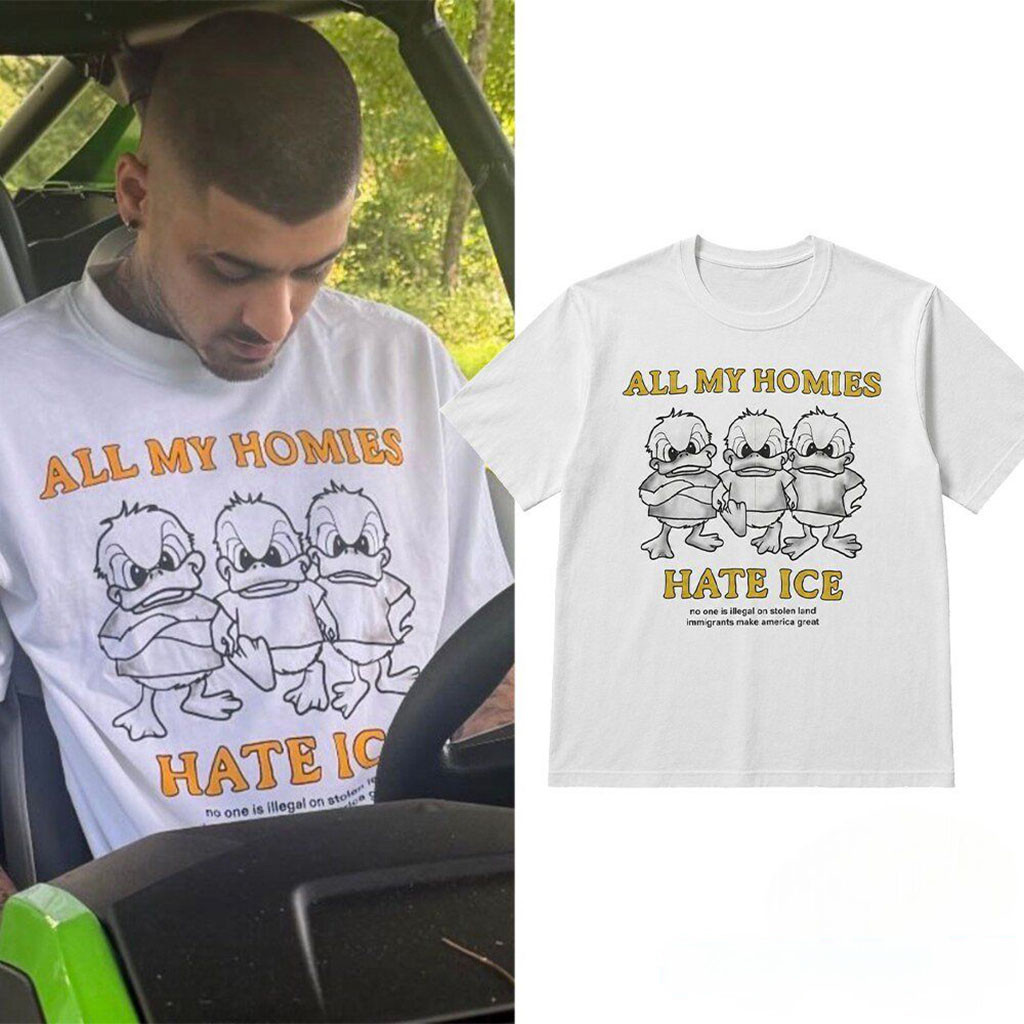 Zayn Malik All My Homies Hate ICE Ducks Graphic T-Shirt Zayn Malik Merch Anti ICE Clothing