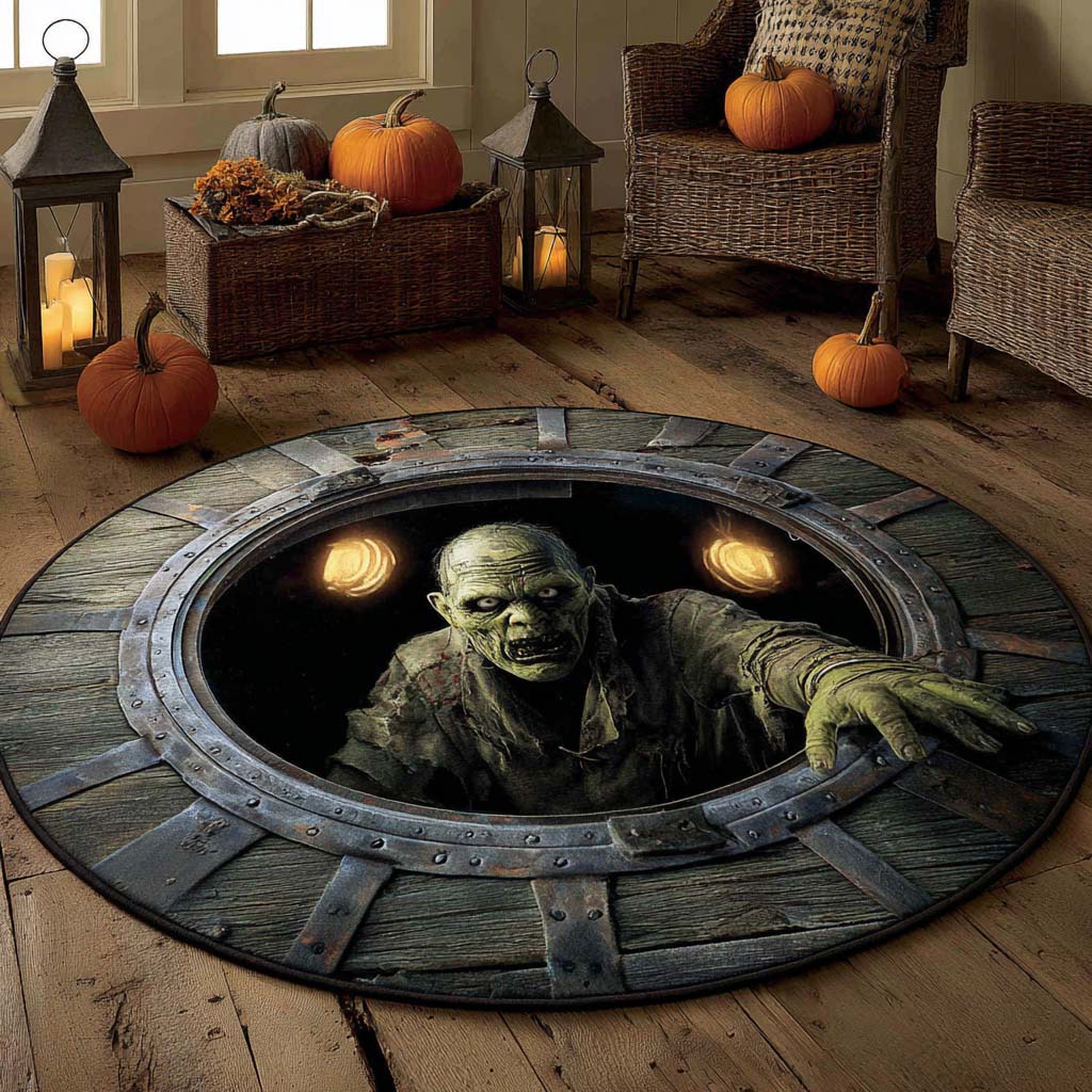 Zombie Breakout Quilted Round Mat Spooky Living Room Ideas Nice Housewarming Gifts