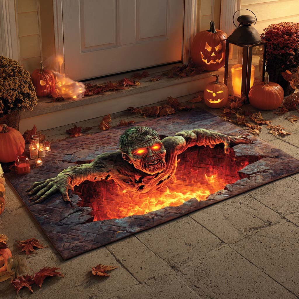 Zombie Rise Doormat Halloween Scary Welcome Mat Home Decor Spooky Gift Ideas
